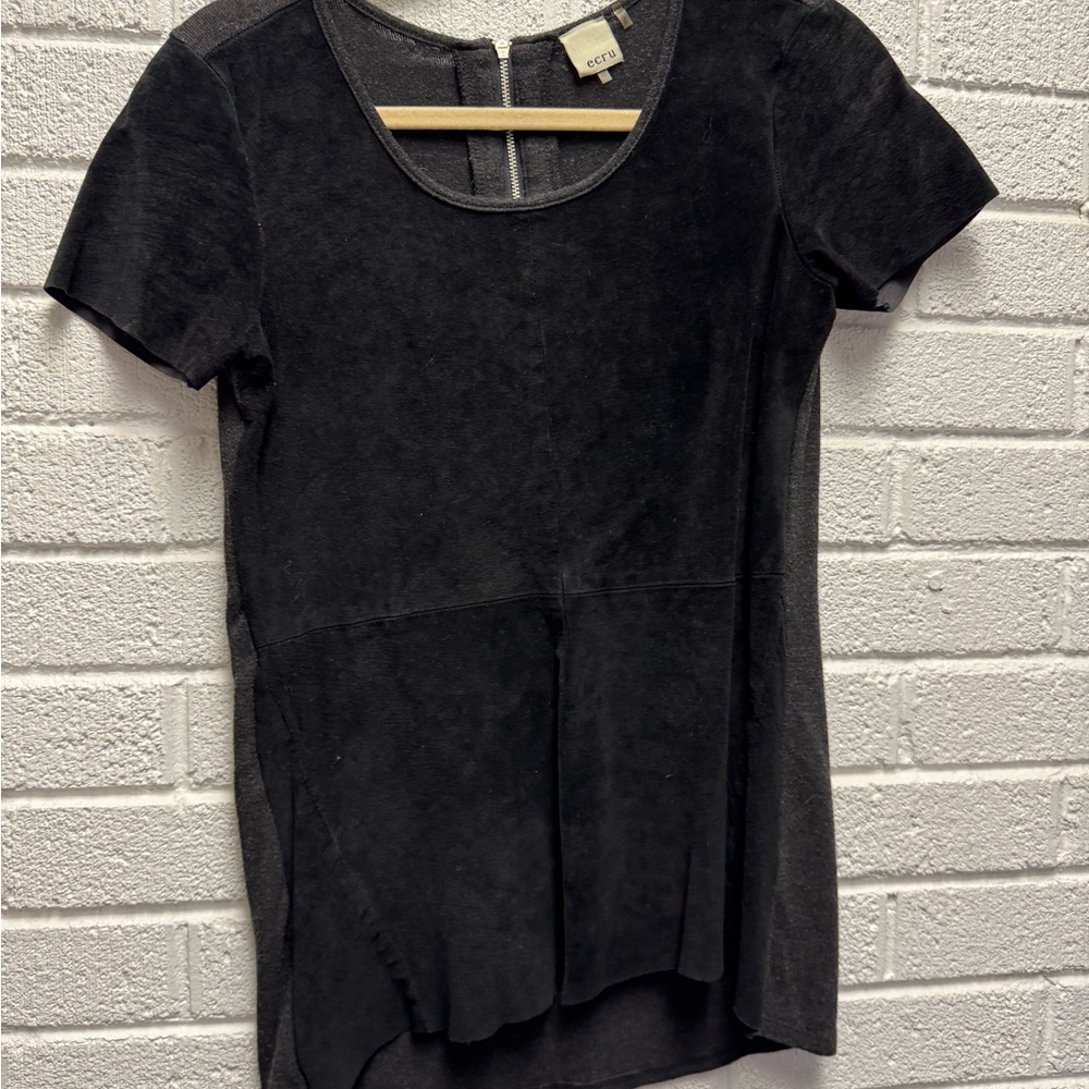 Ecru Black Blouse with Long Sleeves